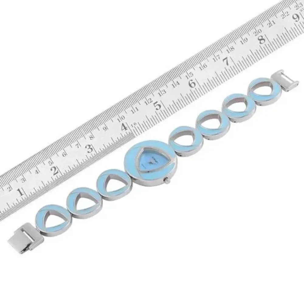 STRADA Watch and Necklace Blue Stainless Steel Original Box